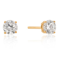 Thumbnail for 5mm New Sterling Round Cut Cubic Zirconia Studs Gold
