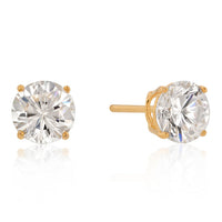 Thumbnail for 7mm New Sterling Round Cut Cubic Zirconia Studs Gold