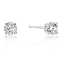 Thumbnail for 5mm New Sterling Round Cut Cubic Zirconia Studs Silver