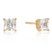 Thumbnail for 5mm New Sterling Princess Cut Studs Gold