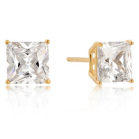 Thumbnail for 7mm New Sterling Round Cut Cubic Zirconia Studs Gold