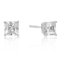 Thumbnail for 5mm New Sterling Princess Cut Cubic Zirconia Studs Silver