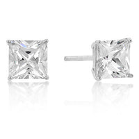 Thumbnail for 6mm New Sterling Princess Cut Cubic Zirconia Studs Silver