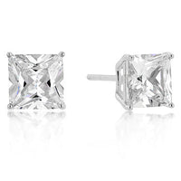 Thumbnail for 7mm New Sterling Princess Cut Cubic Zirconia Studs Silver