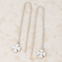 Thumbnail for Patricia Rhodium Stainless Steel Clover Threaded Drop Earrings