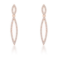 Thumbnail for Sara 1.2ct CZ Rose Gold Delicate Double Teardrop Drop Earrings
