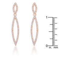 Thumbnail for Sara 1.2ct CZ Rose Gold Delicate Double Teardrop Drop Earrings