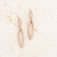 Thumbnail for Sara 1.2ct CZ Rose Gold Delicate Double Teardrop Drop Earrings