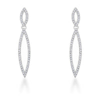 Thumbnail for Sara 1.2ct CZ Rhodium Delicate Double Teardrop Drop Earrings