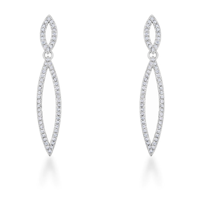 Sara 1.2ct CZ Rhodium Delicate Double Teardrop Drop Earrings