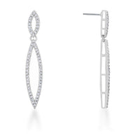 Thumbnail for Sara 1.2ct CZ Rhodium Delicate Double Teardrop Drop Earrings