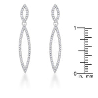 Thumbnail for Sara 1.2ct CZ Rhodium Delicate Double Teardrop Drop Earrings