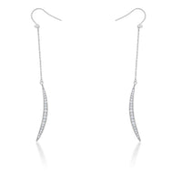 Thumbnail for Luna 0.5ct CZ Rhodium Delicate Moon Drop Earrings
