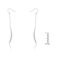 Thumbnail for Luna 0.5ct CZ Rhodium Delicate Moon Drop Earrings