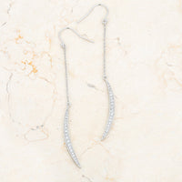 Thumbnail for Luna 0.5ct CZ Rhodium Delicate Moon Drop Earrings