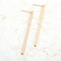 Thumbnail for Carolee Gold Stainless Steel Line Drop Earrings