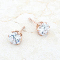 Thumbnail for Reign 3.4ct CZ Rose Gold Stainless Steel Stud Earrings
