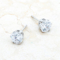 Thumbnail for Reign 3.4ct CZ Rhodium Stainless Steel Stud Earrings