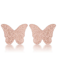 Thumbnail for Jess Glittery Butterfly Rose Gold Stud Earrings