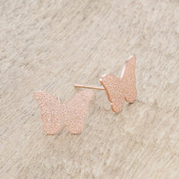 Thumbnail for Jess Glittery Butterfly Rose Gold Stud Earrings