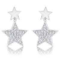 Thumbnail for Bianca 0.5ct CZ Rhodium Star Drop Earrings