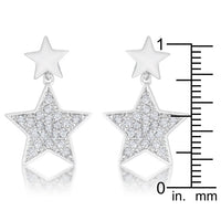 Thumbnail for Bianca 0.5ct CZ Rhodium Star Drop Earrings