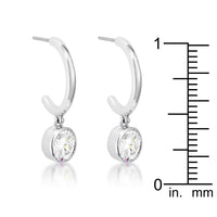 Thumbnail for 7mm Cz Rhodium Plated Drop Hooplet Earrings