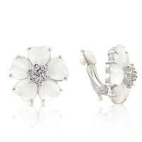 Thumbnail for White Flower Nouveau Clip Earrings