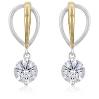Thumbnail for Two-tone Finish Cubic Zirconia Drop Earrings