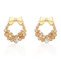 Thumbnail for Holiday Wreath Champagne Crystal Earrings