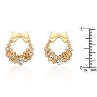 Thumbnail for Holiday Wreath Champagne Crystal Earrings