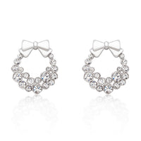 Thumbnail for Holiday Wreath Clear Crystal Earrings
