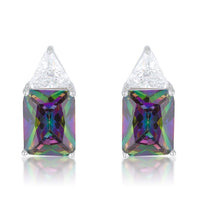 Thumbnail for Classic Mystic Cubic Zirconia Rhodium Stud Earrings