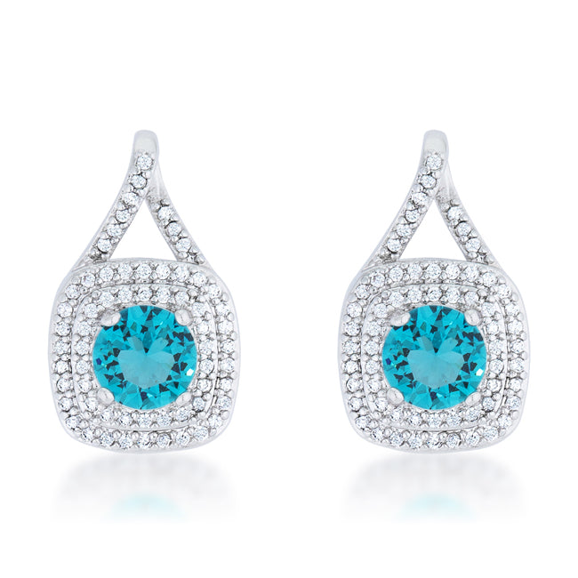 Christal 2.3ct Aqua CZ Rhodium Classic Drop Earrings