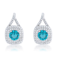 Thumbnail for Christal 2.3ct Aqua CZ Rhodium Classic Drop Earrings