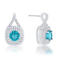 Thumbnail for Christal 2.3ct Aqua CZ Rhodium Classic Drop Earrings
