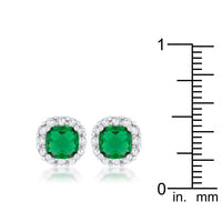 Thumbnail for Liz 2ct Emerald CZ Rhodium Classic Cushion Stud Earrings