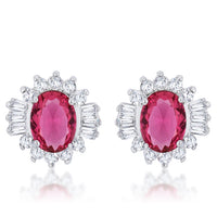 Thumbnail for Chrisalee 3.3ct Ruby CZ Rhodium Classic Stud Earrings