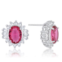 Thumbnail for Chrisalee 3.3ct Ruby CZ Rhodium Classic Stud Earrings