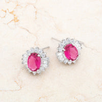 Thumbnail for Chrisalee 3.3ct Ruby CZ Rhodium Classic Stud Earrings