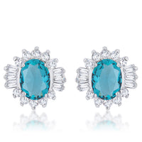 Thumbnail for Chrisalee 3.3ct Aqua CZ Rhodium Classic Stud Earrings