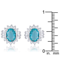 Thumbnail for Chrisalee 3.3ct Aqua CZ Rhodium Classic Stud Earrings