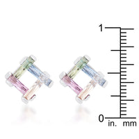 Thumbnail for Myra 10ct Multicolor CZ Rhodium Stud Earrings