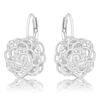 Thumbnail for Maya 1.5ct CZ Rhodium Rose Drop Earrings