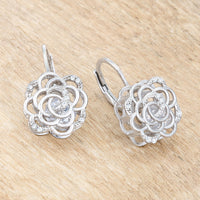 Thumbnail for Maya 1.5ct CZ Rhodium Rose Drop Earrings