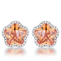 Thumbnail for Floral Cut Champagne CZ Stud Earrings