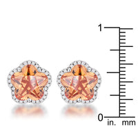 Thumbnail for Floral Cut Champagne CZ Stud Earrings
