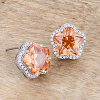 Thumbnail for Floral Cut Champagne CZ Stud Earrings