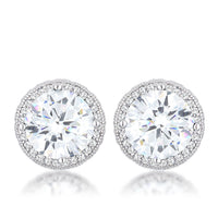 Thumbnail for 5.84 Ct Rhodium Clear CZ Round Halo Earrings