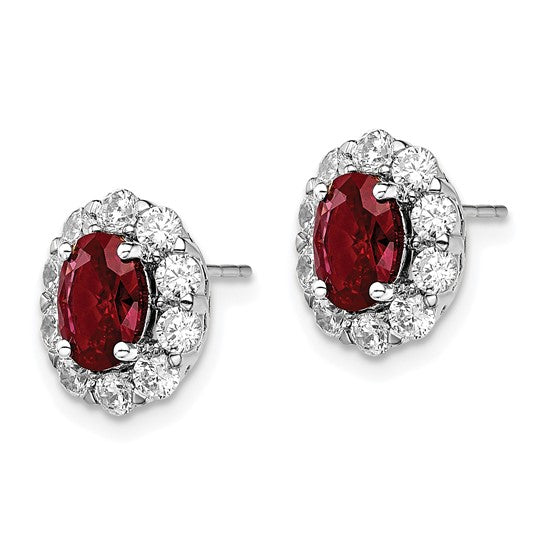 14-Karat Created Oval Ruby & Lab Grown Fashion Earrings